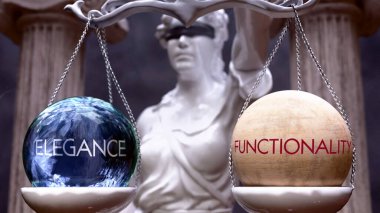 Seçenek olarak zarafet ya da işlevsellik, iki seçenek var. İki alternatif sunan Yunan heykeli: zarafet veya işlevsellik, değerlerini tartan.