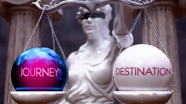 Seçenek olarak seyahat ya da hedef, iki seçenek var. İki alternatif sunan Yunan heykeli: yolculuk ya da varış noktası, değerlerini ölçmek. Artılarına ve eksilerine bakıyorum..