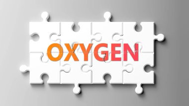 Oksijen kompleksi yapboz gibidir. Oksijenin karmaşık olduğunu ve bir araya getirilmesi gerektiğini gösteren yapboz parçaları üzerindeki kelime oksijeni olarak resmedilir..