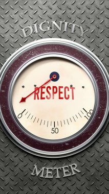 Respect and Dignity that hits less than zero, showing an extremely low level of respect, none of it, insufficient. Minimum value, lack of respect. clipart