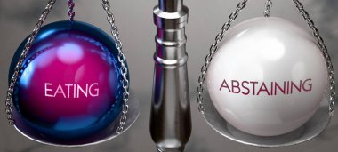 Yeme ya da çekimser kalma - iki seçeneği tartmak, mevcut seçenekler. Yemekle içmemek arasında seçim yapmak. İki farklı eylem biçimi.