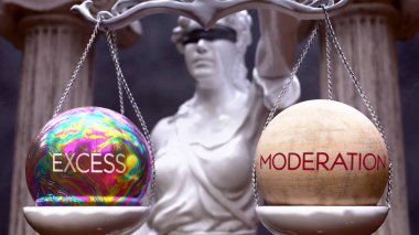 Seçenek olarak aşırılık ya da ılımlılık, iki seçenek var. İki alternatif sunan Yunan heykeli: değerlerini ölçen aşırılık veya ölçülü olmak. Artılarına ve eksilerine bakıyorum..