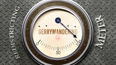 Gerrymandering ve Rediregiting tam ölçekte, çok yüksek seviyede gerrymanlama gösteriyor, aşırı yükleme, çok fazla. Maksimum değer, standartların ötesinde.. 