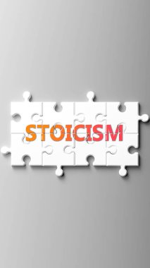 Yapboz gibi stoksisizm kompleksi. Stoksisizmin karmaşık olduğunu göstermek için bulmaca parçalarındaki kelime stoksisizmi olarak resmedilmiş ve birbirine uyan işbirliği gerektiren parçalar..