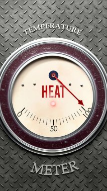 Sıcaklık ve sıcaklık tam ölçekte, çok yüksek sıcaklıkta, aşırı yüklenmiş, çok fazla. Maksimum değer, standartların ötesinde.. 