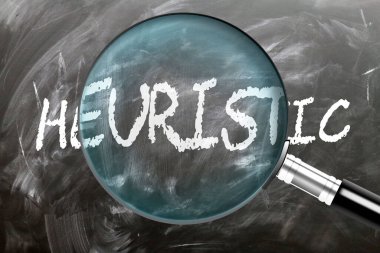 Sezgisel inceleme, inceleme ve soruşturma altında. Yakından bak. Araştırmanın, keşfetmenin ve sezgilerin anlamını analiz etmenin sembolü.