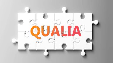 Qualia karmaşık bir konu, önemli konularla ilgili. Bir bulmaca ve bir ifade belirsizliği olarak resmedilmiş.
