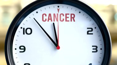 Kanser neredeyse burada, kısa bir süre sonra - bir saat kanserin yakın olduğunu, kısa bir süre içinde burada olacağını hatırlatan bir şeyi simgeliyor..