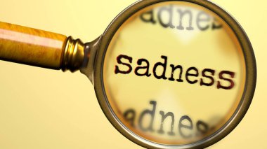 Üzüntü inceleniyor, inceleniyor ve araştırılıyor. Yakından bak. Üzüntünün anlamını araştırmanın, araştırmanın ve analiz etmenin sembolü.