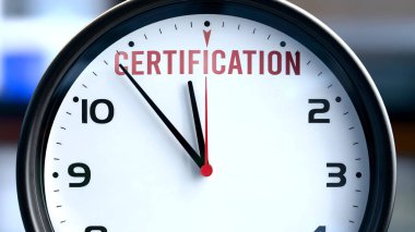 Sertifika neredeyse burada, kısa bir süre içinde - bir saat, sertifikanın yakında olduğunu, kısa bir süre içinde burada olacağını hatırlatır..