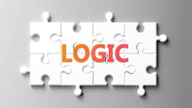 Önemli konularla ilgili karmaşık bir konu olarak mantık. Bir bulmaca ve mantık olarak resmedilmiş..