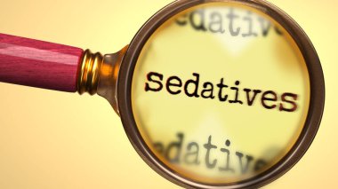 İnceleme, inceleme ve soruşturma altında yatıştırıcılar. Yakından bak. Yatıştırıcıların anlamını araştırmanın, araştırmanın ve analiz etmenin sembolü