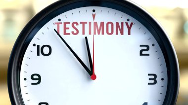 Tanıklık neredeyse burada, kısa bir süre içinde bir saat tanıklığın yakın olduğunu, kısa bir süre içinde burada olacağını hatırlatır..