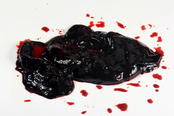 Сырая Свиная Кровь Тарелке Ингредиенты Кровавого Пудинга Кровяных Колбас Лицензионные Стоковые Фото