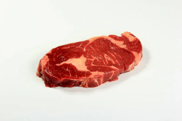 Fresh Raw Rib Eye Steak Isolated White Background Raw Steak — Stock Photo, Image