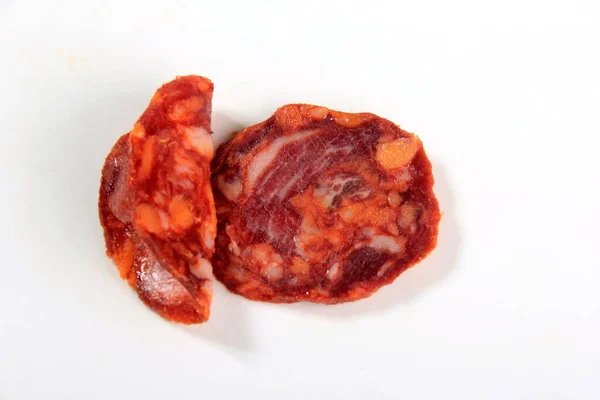 Spaanse Varkensvlees Chorizo Salami Worst Wit Chorizo Iberische Extra Worst — Stockfoto