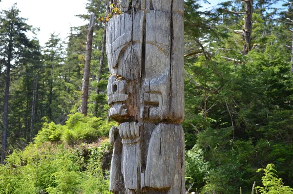 Historické Totem Poláci Sgang Gwaay Ninstints Haida Gwaii Kanada — Stock fotografie