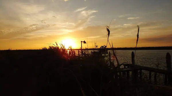 stock image Sunset in fall over the Po River Delta in Italy