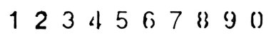 Siyah şablon numaraları kümesi: 0, 1, 2, 3, 4, 5, 6, 7, 8, 9