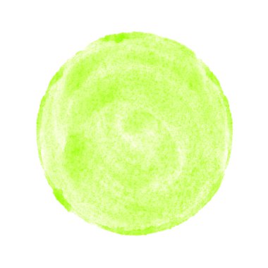 Green watercolor circle made with paintbrush