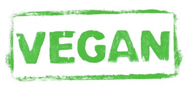 Green grunge banner with pencil frame showing Vegan food or ingredients