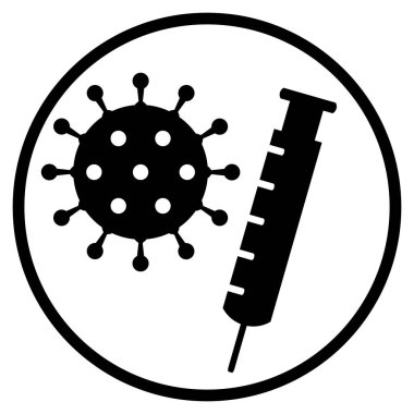Black circle Button: Covid-19 vaccination icon