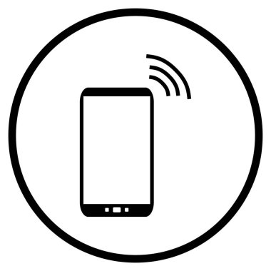 Black circle Button: Smartphone sending data icon
