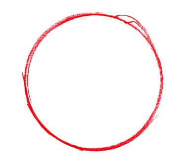 Sketch of empty hand drawn circle made with red pencil