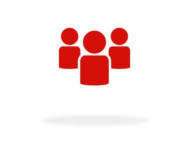 Group of three people with red color - Community or Company icon