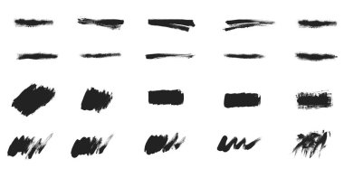 Set of paintbrush or pencil textures with black color