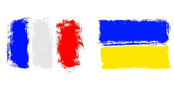 Grunge Flaggen Fahne Von Frankreich Und Der Ukraine — Zdjęcie stockowe