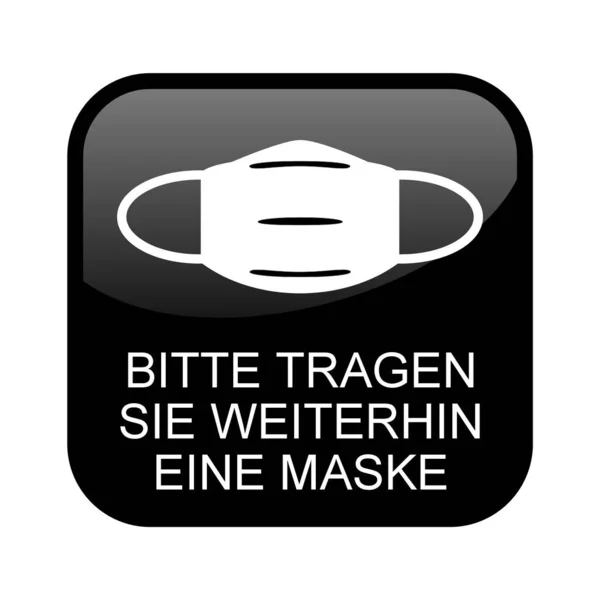 ドイツ語でフェイスマスクを着用してください Black Button — ストック写真