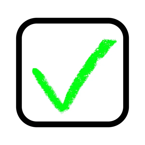 Green Tick Checkbox Painted Check Icon — Stockfoto