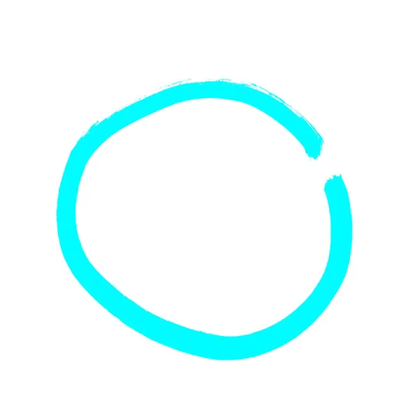 Hand Drawn Light Blue Isolated Circle White Background — 图库照片