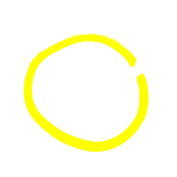 Handgetekende Gele Geïsoleerde Cirkel Witte Achtergrond — Stockfoto