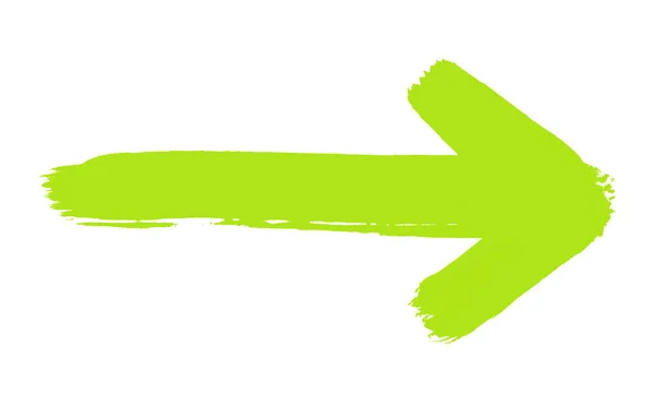 Ручна Пофарбована Стрілка Зеленим Кольором Показує Праворуч Малюнок Пензлем — стокове фото