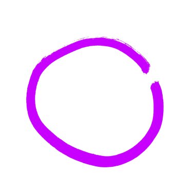 Hand drawn purple isolated circle on white background