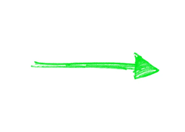 Hand Painted Sketch Green Pencil Arrow — Stock fotografie