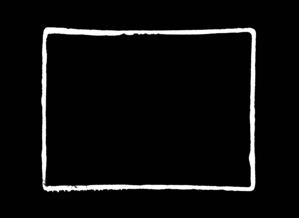 Quadro Retângulo Branco Desenhado Mão Fundo Preto — Fotografia de Stock