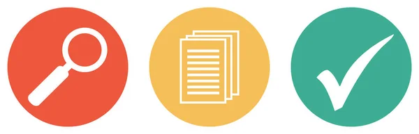 Pesquisar Encontrar Papéis Documentos Relatório Banner Botão Colorido — Fotografia de Stock