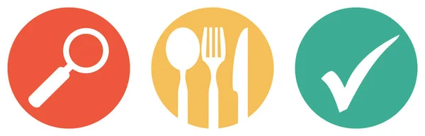 Find Restaurants Cutlery Icon Colorful Button Banner — стокове фото
