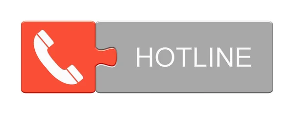 Botão Puzzle Vermelho Cinza Com Telefone Hotline — Fotografia de Stock