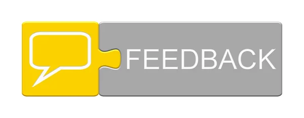 Puzzle Button Yellow Grey Speech Bubble Feedback — Stock Photo, Image