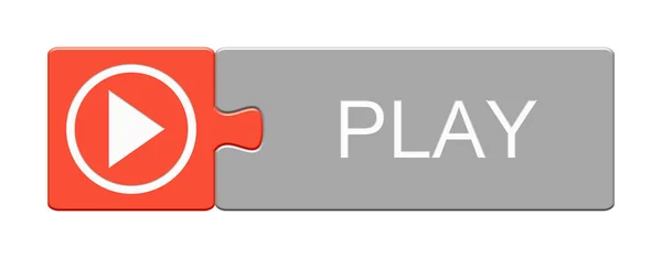 Puzzle Tlačítko Červená Šedá Startovním Symbolem Play — Stock fotografie