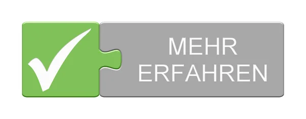 Puzzle Botón Verde Gris Con Garrapata Más Información Alemán — Foto de Stock