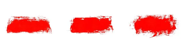 三幅用画笔制作的红白纹横幅 — 图库照片