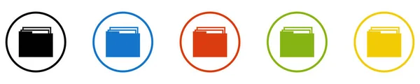 Ikon Kółko Czarny Niebieski Czerwony Zielony Pomarańczowy Folder — Zdjęcie stockowe