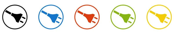 Ikoner Cirklar Svart Blå Röd Grön Orange Plug — Stockfoto