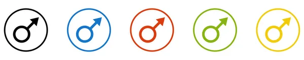 Ikoner Cirklar Svart Blå Röd Grön Orange Man — Stockfoto