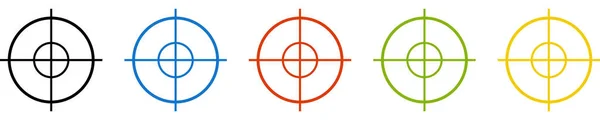 Ikon Kruzích Černá Modrá Červená Zelená Oranžová Crosshair — Stock fotografie